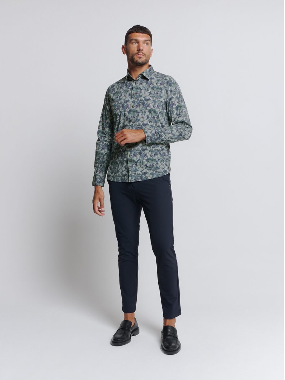 NO EXCESS Herren Hemd mit Alloverprint-Muster in Blau