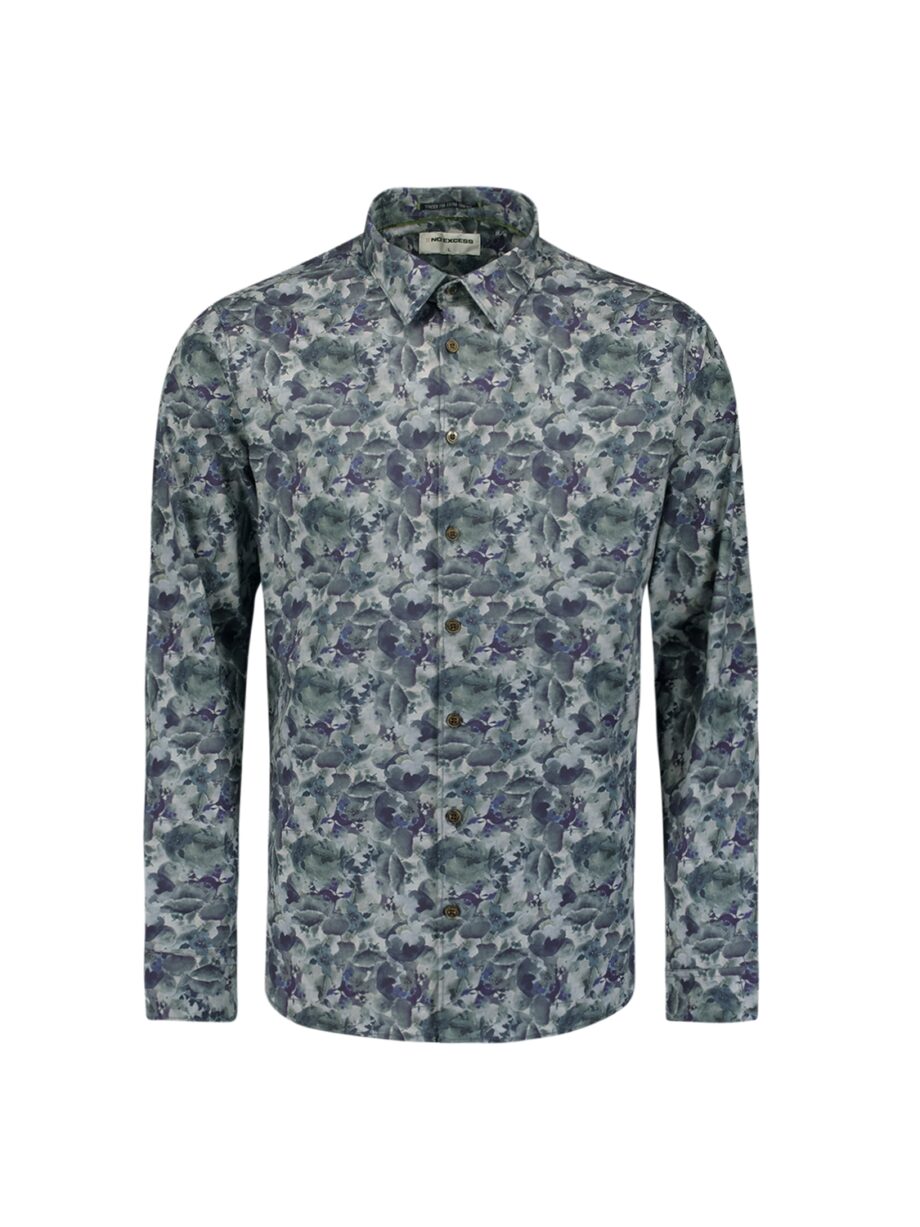 NO EXCESS Herren Hemd mit Alloverprint-Muster in Blau