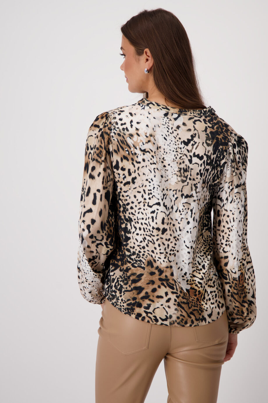 MONARI Damen Bluse mit Leoprint-Muster in Beige