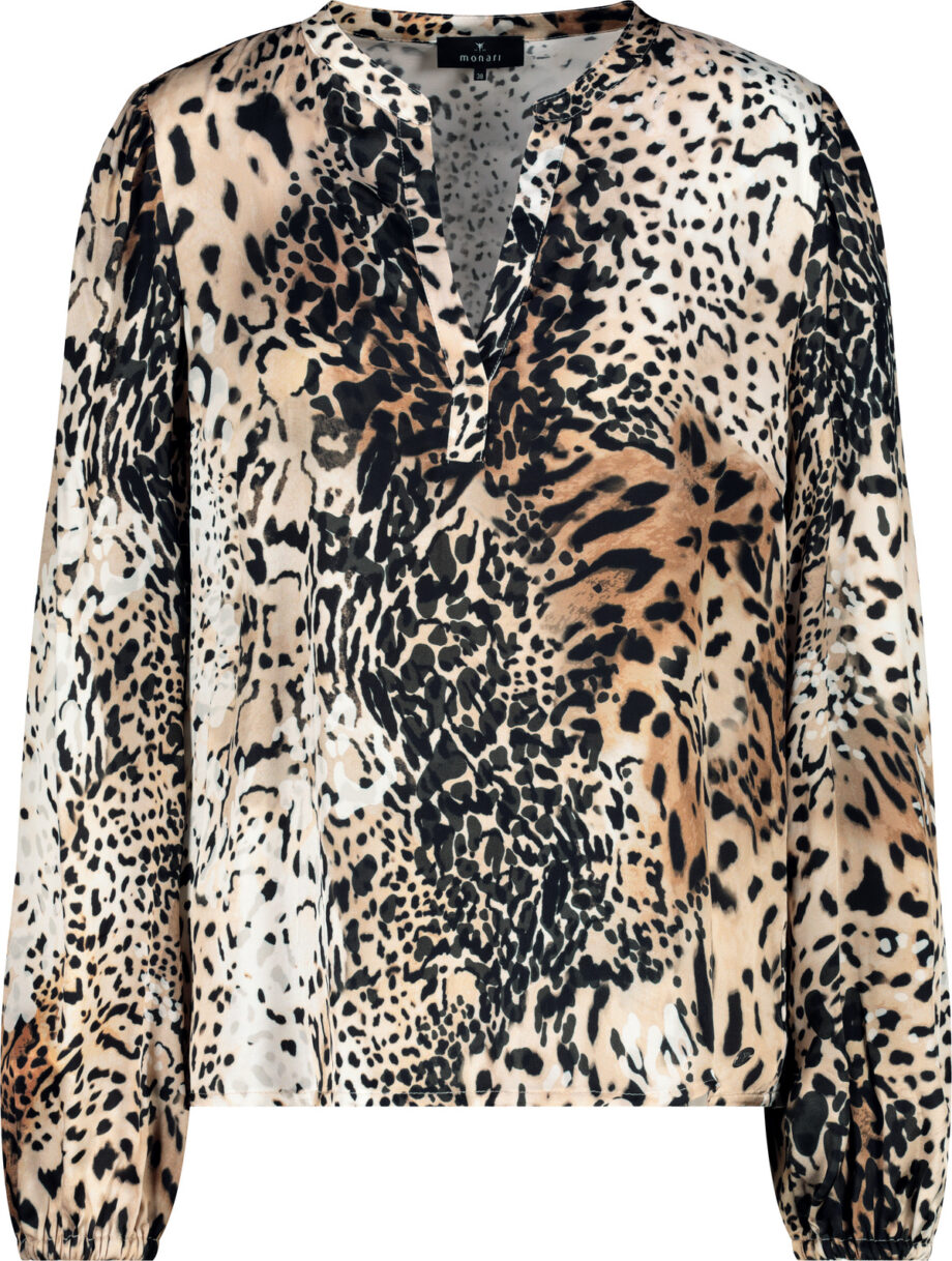 MONARI Damen Bluse mit Leoprint-Muster in Beige