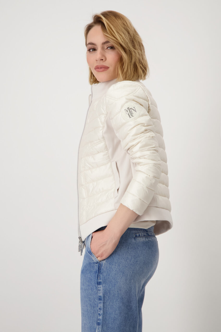 MONARI Damen kurze Steppjacke mit Neopren in creamy beige