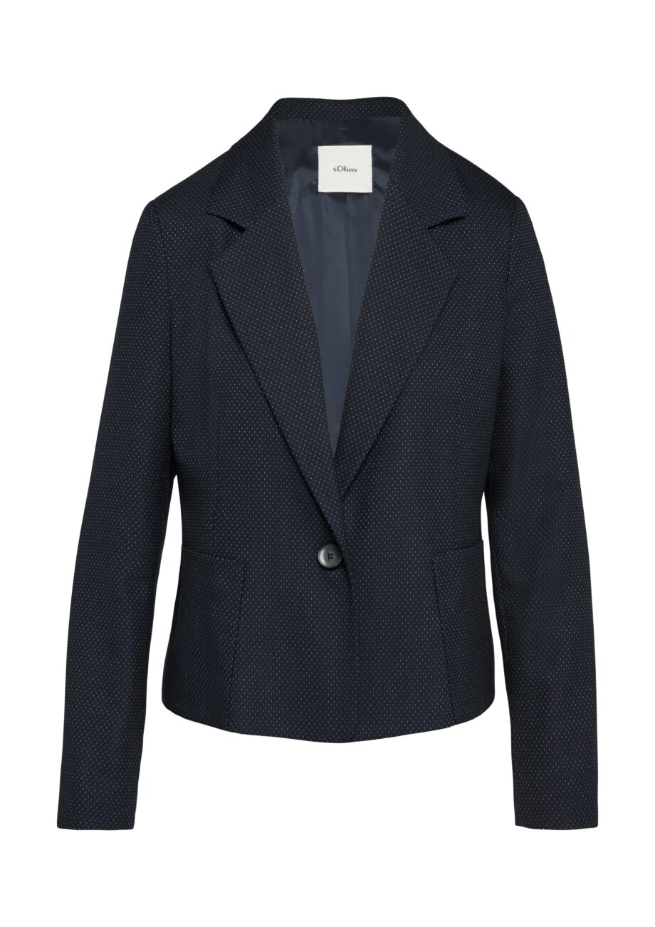 S.OLIVER BLACK LABEL Fein gepunkteter Damen Blazer mit großen Taschen in navyblau