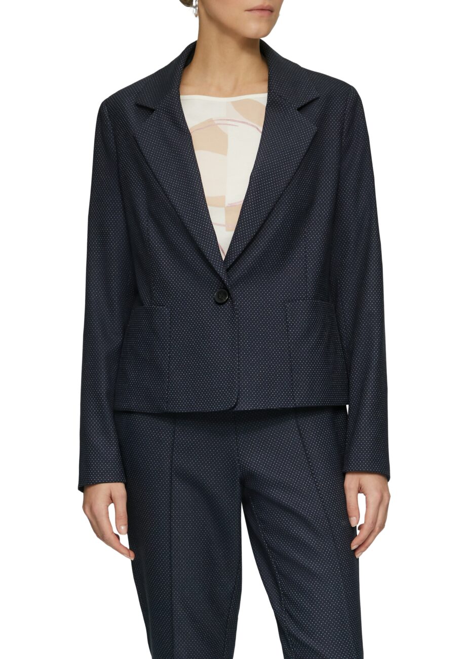 S.OLIVER BLACK LABEL Fein gepunkteter Damen Blazer mit großen Taschen in navyblau