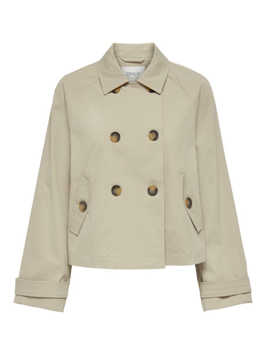 ONLY Kurzer Damen Trenchcoat APRIL in beige und oliv