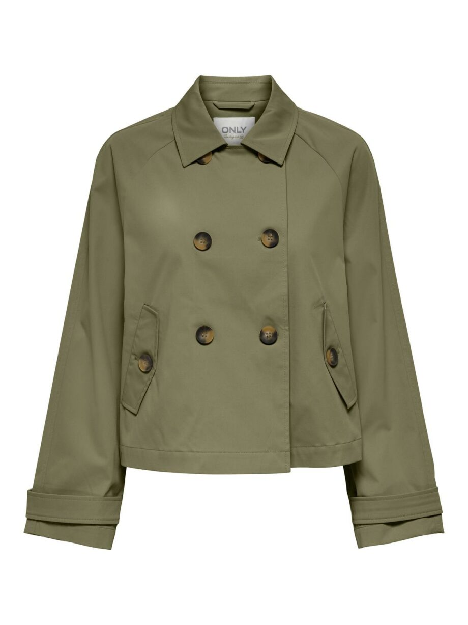 ONLY Kurzer Damen Trenchcoat APRIL in beige und oliv