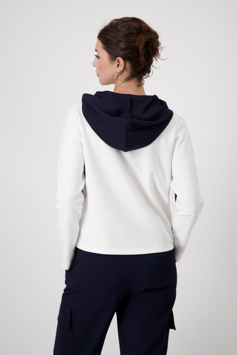 MONARI Damen Sweatshirt mit Kapuze in Blau Weiß