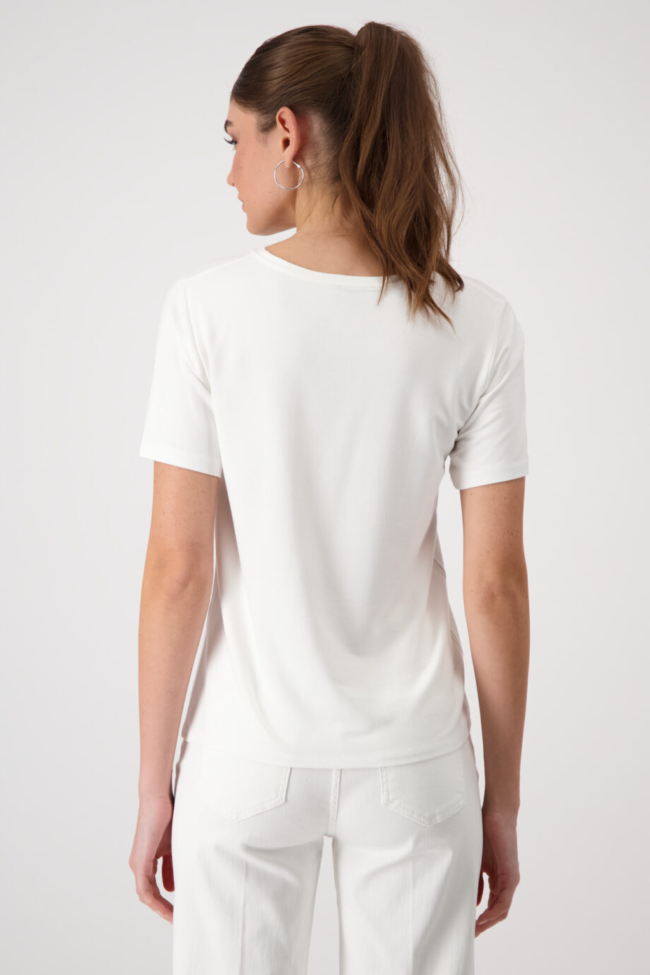 MONARI Damen T-Shirt mit Frontprint und Rundhalsausschnitt in Weiß