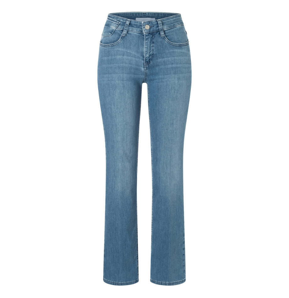 MAC Damenjeans LAURA, ausgestellte Jeans, Stretch in hellblau und dunkelblau