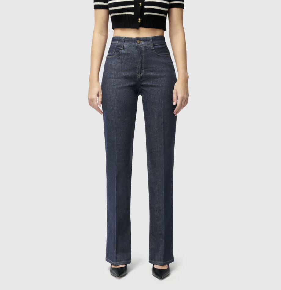 MAC Damenjeans LAURA, ausgestellte Jeans, Stretch in hellblau und dunkelblau