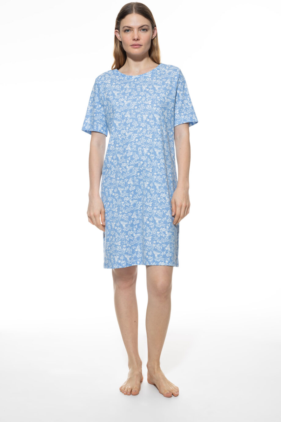 MEY Damen Nachthemd kurzarm in Farbe blue silk