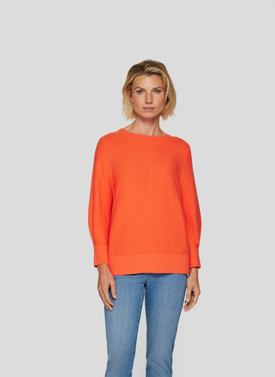 RABE Damen Rundhalspullover uni mandarine