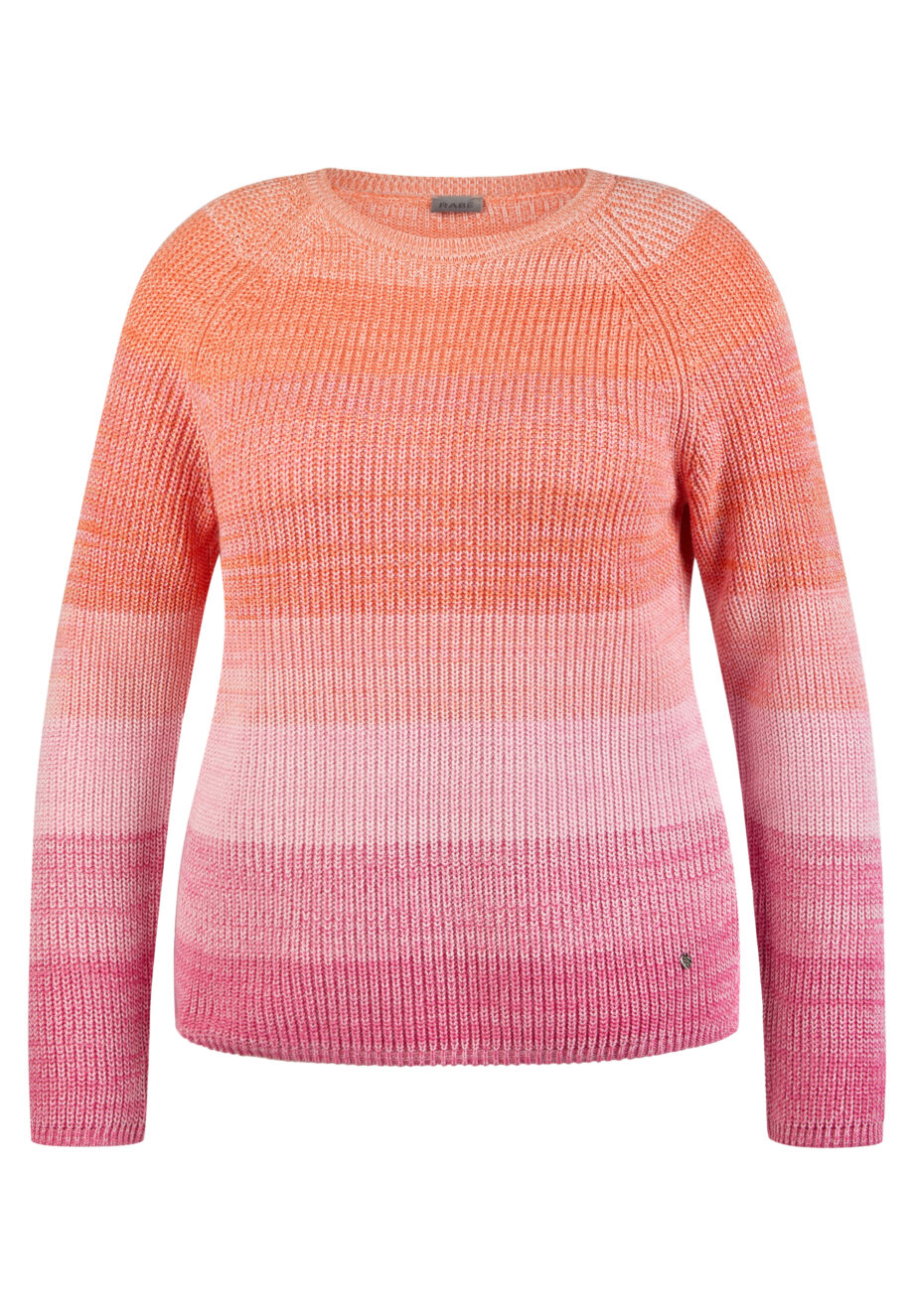 RABE Damen Rundhals-Pullover in Streifenoptik mandarine