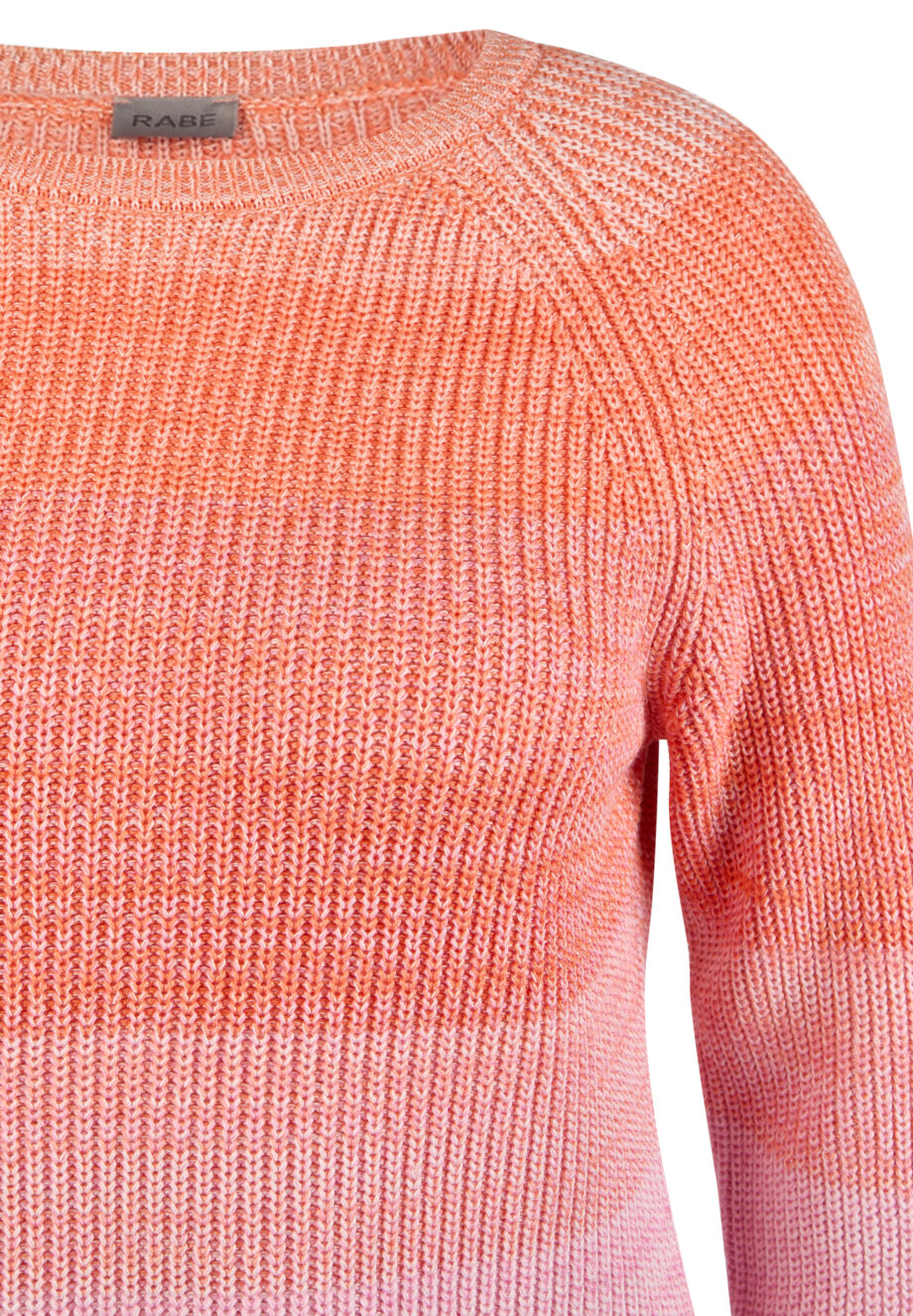 RABE Damen Rundhals-Pullover in Streifenoptik mandarine