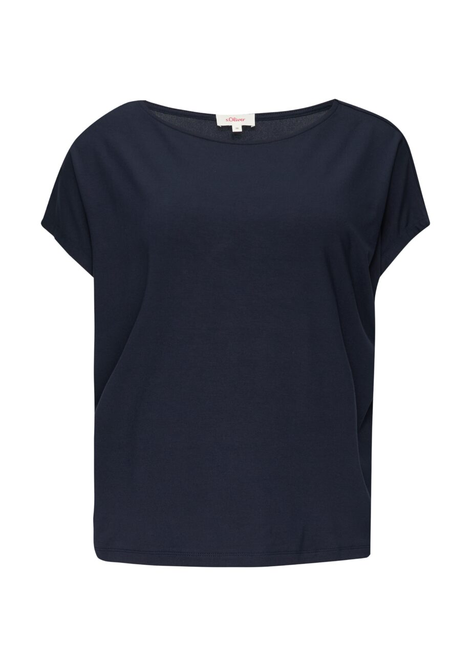 S. OLIVER Damen T-Shirt in Weiß, Blau und Schwarz