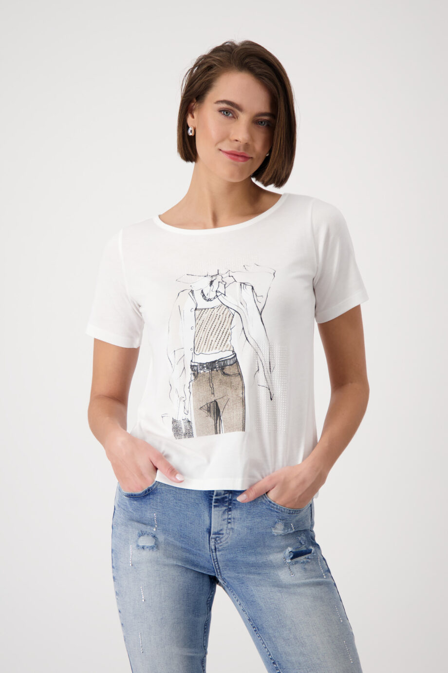 MONARI Damen T-Shirt mit gezeichneter Frau