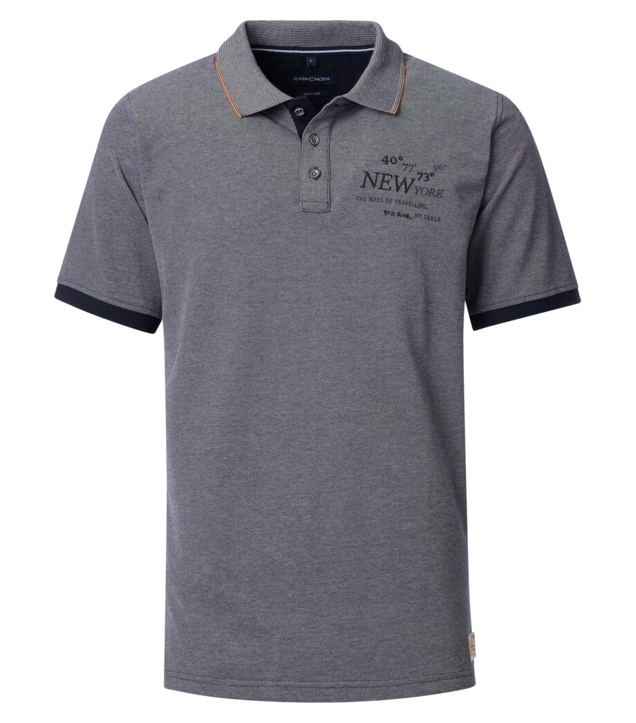 CASAMODA Herren Polo-Shirt mit kleinem Print in blau