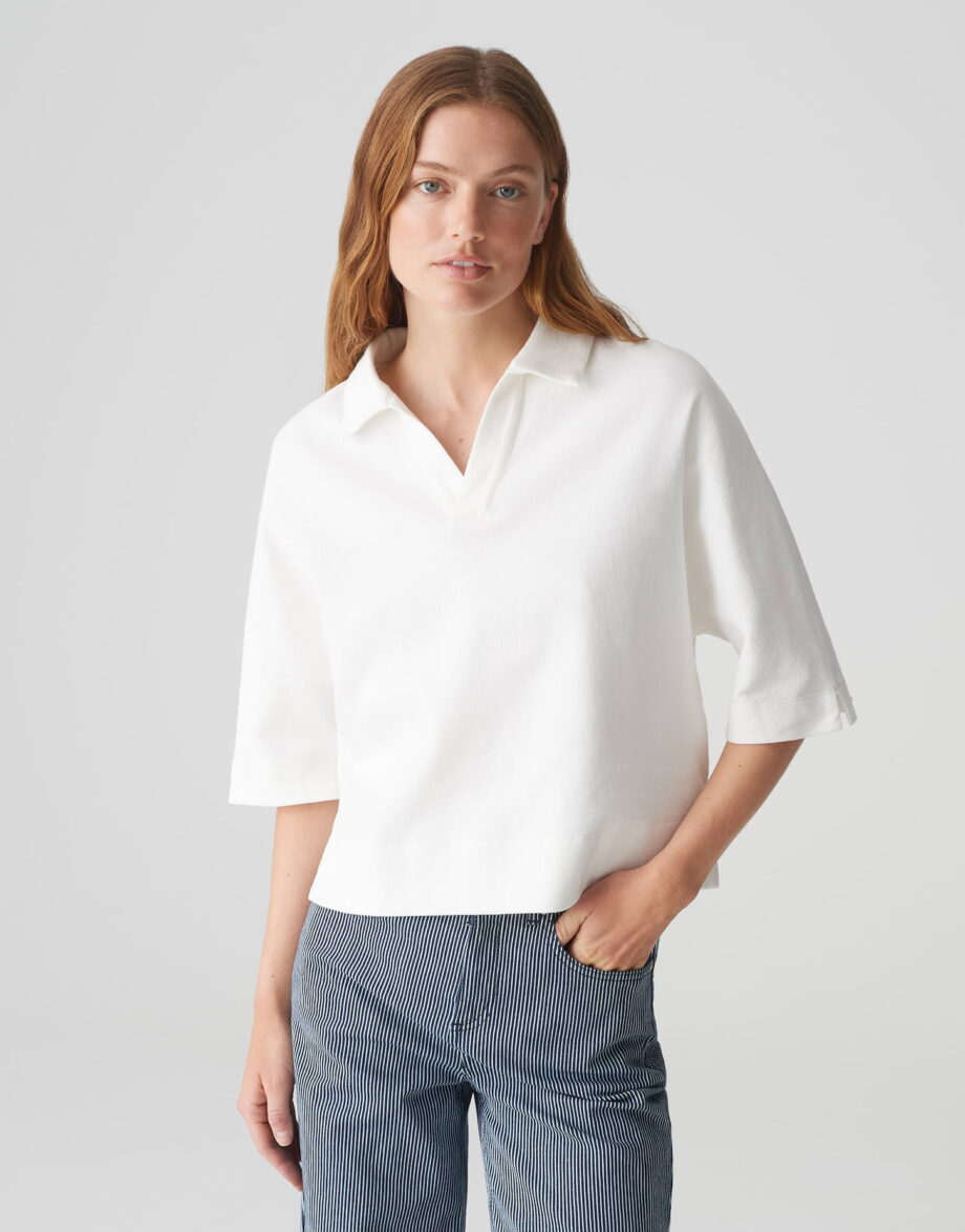 OPUS Damen Shirt Sweat Golos halbarm in Weiß