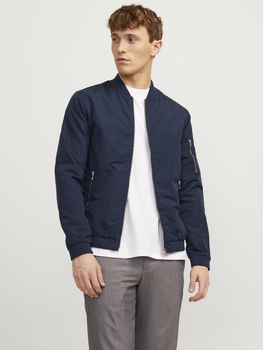 JACK&JONES Herren Blouson JJERUSH in Blau - navy und darkgrey