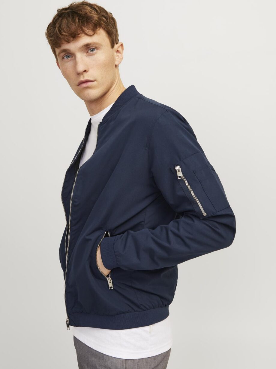 JACK&JONES Herren Blouson JJERUSH in Blau - navy und darkgrey