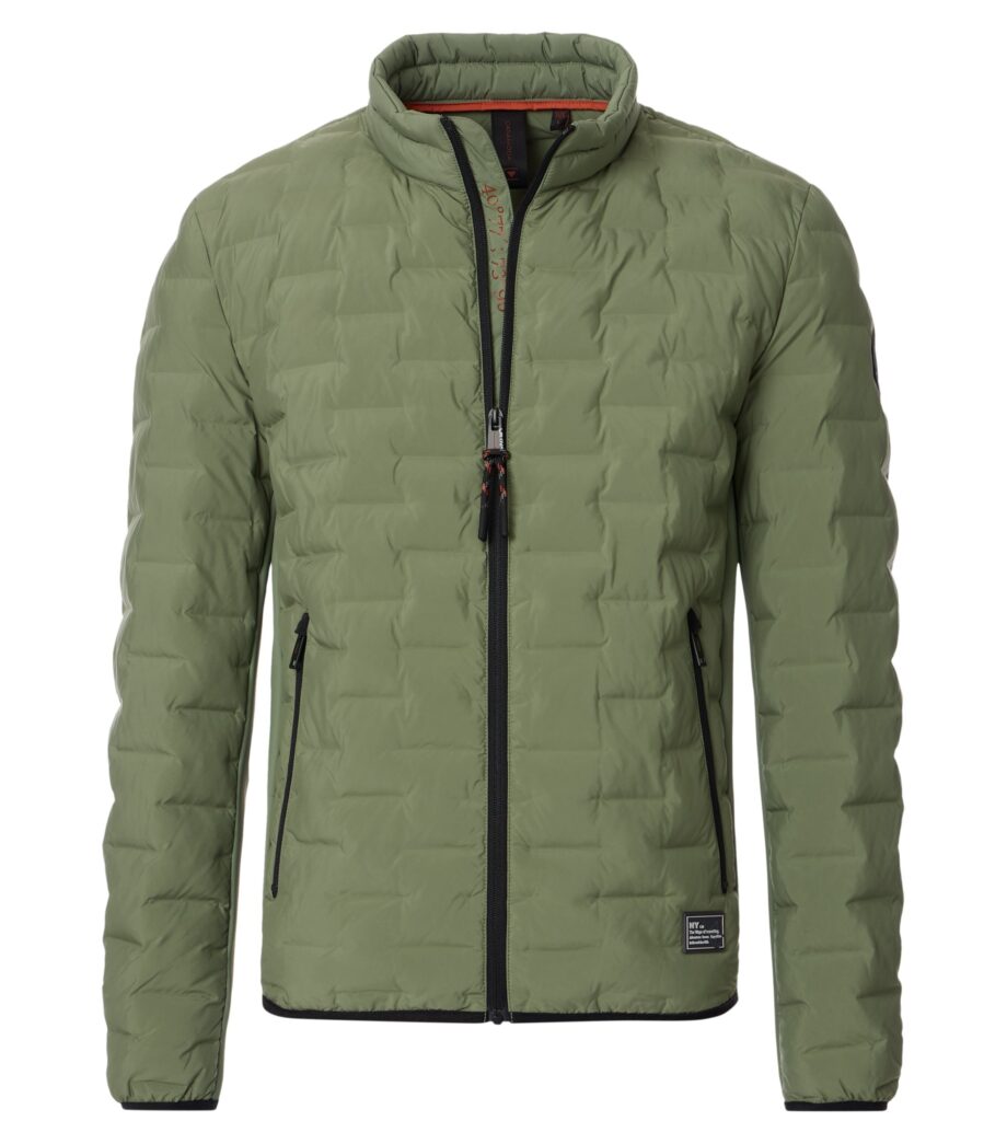 CASAMODA Herren Steppjacke mit Materialmix in grün und beige