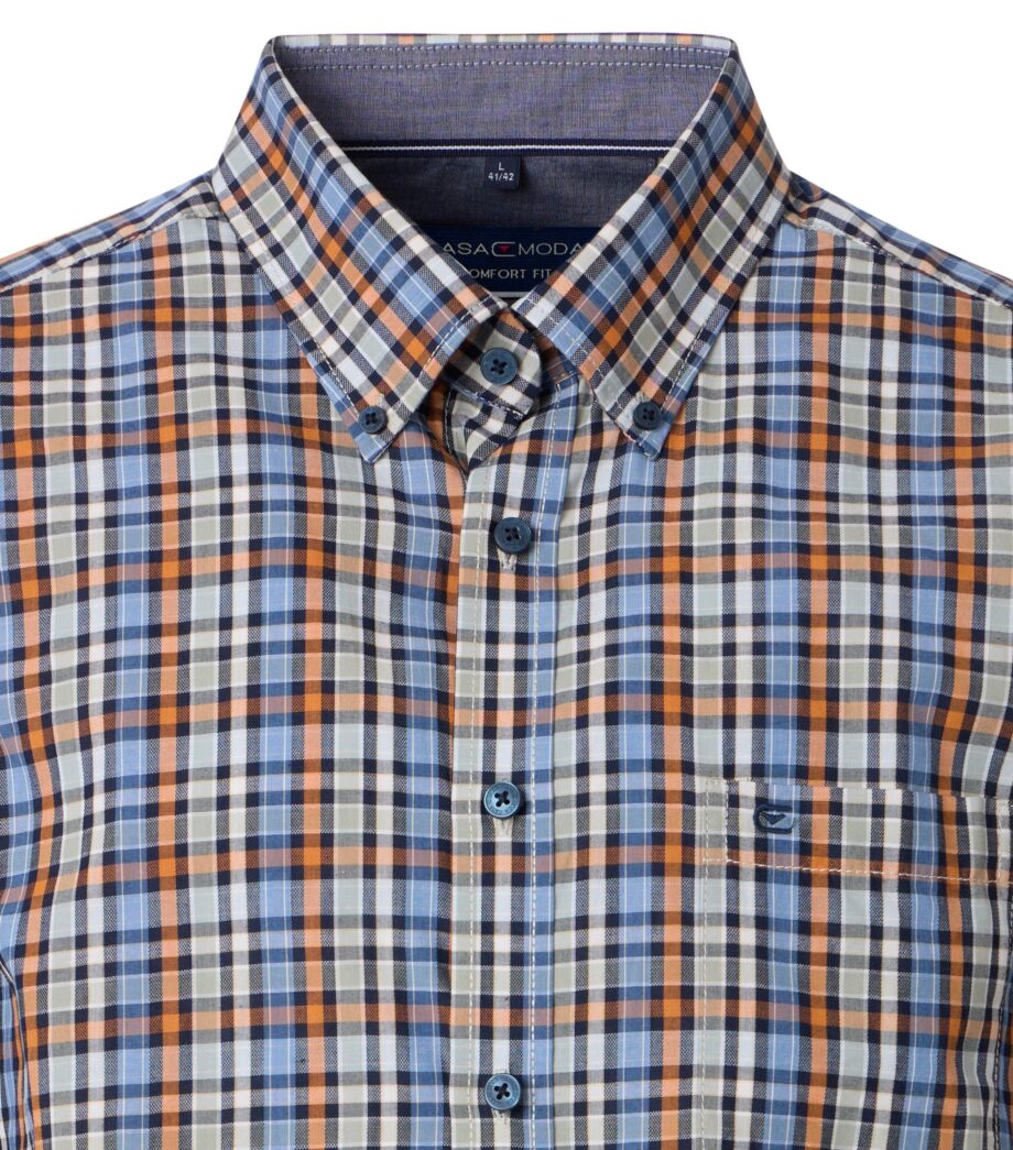 CASAMODA Herren Freizeithemd Kurzarm mit Button-Down Kragen