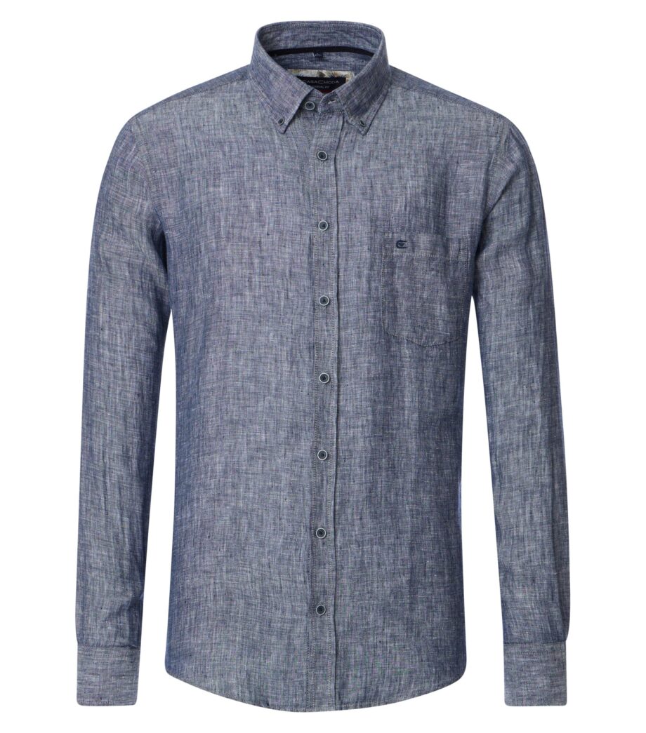 CASAMODA Herren Leinenhemd mit Button-Down Kragen