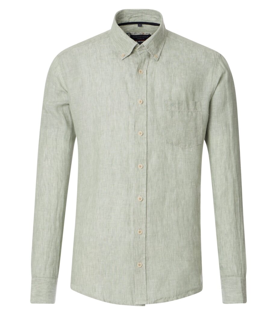 CASAMODA Herren Leinenhemd mit Button-Down Kragen