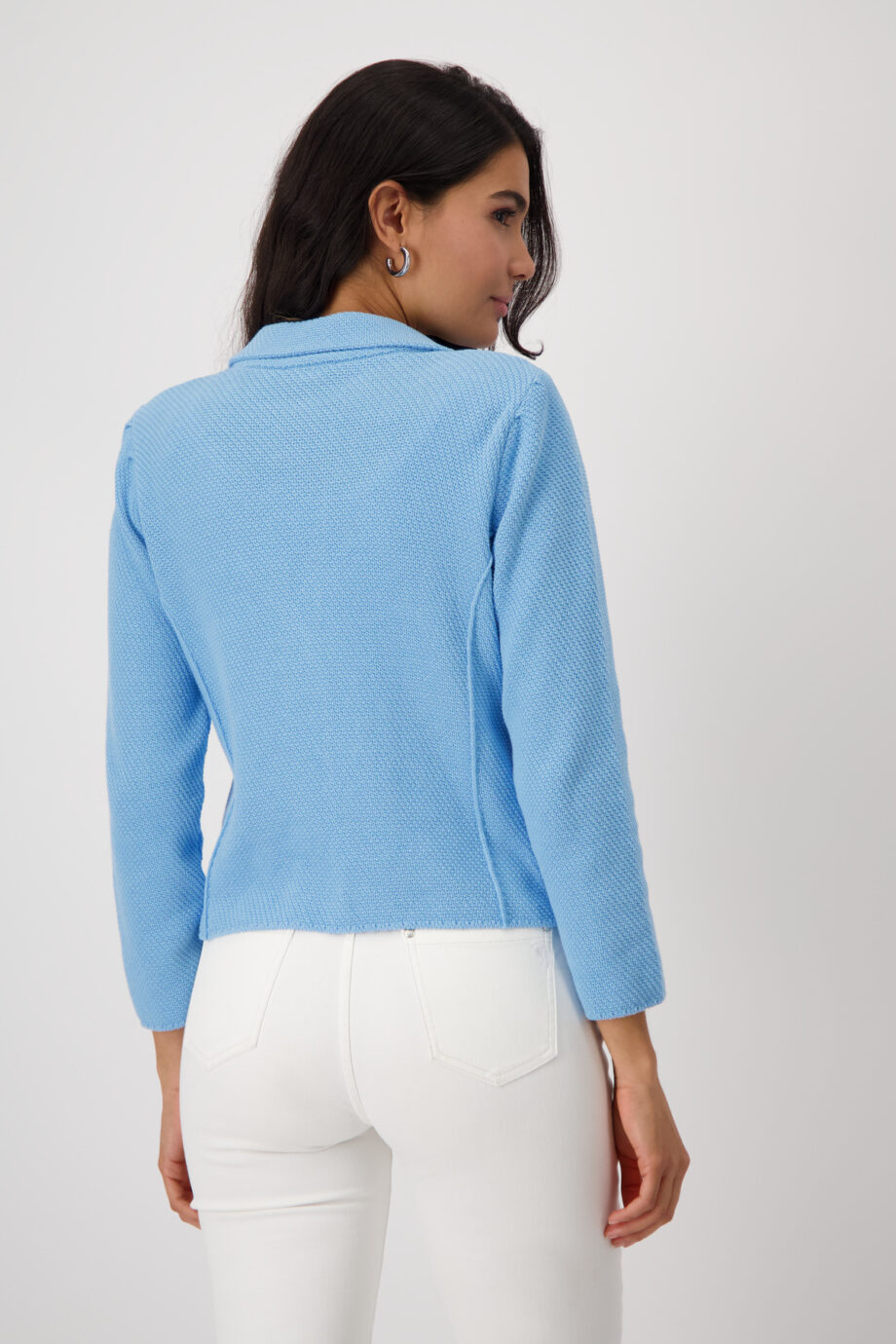 MONARI Damen Strickblazer mit Reiskornmuster in spring water blue