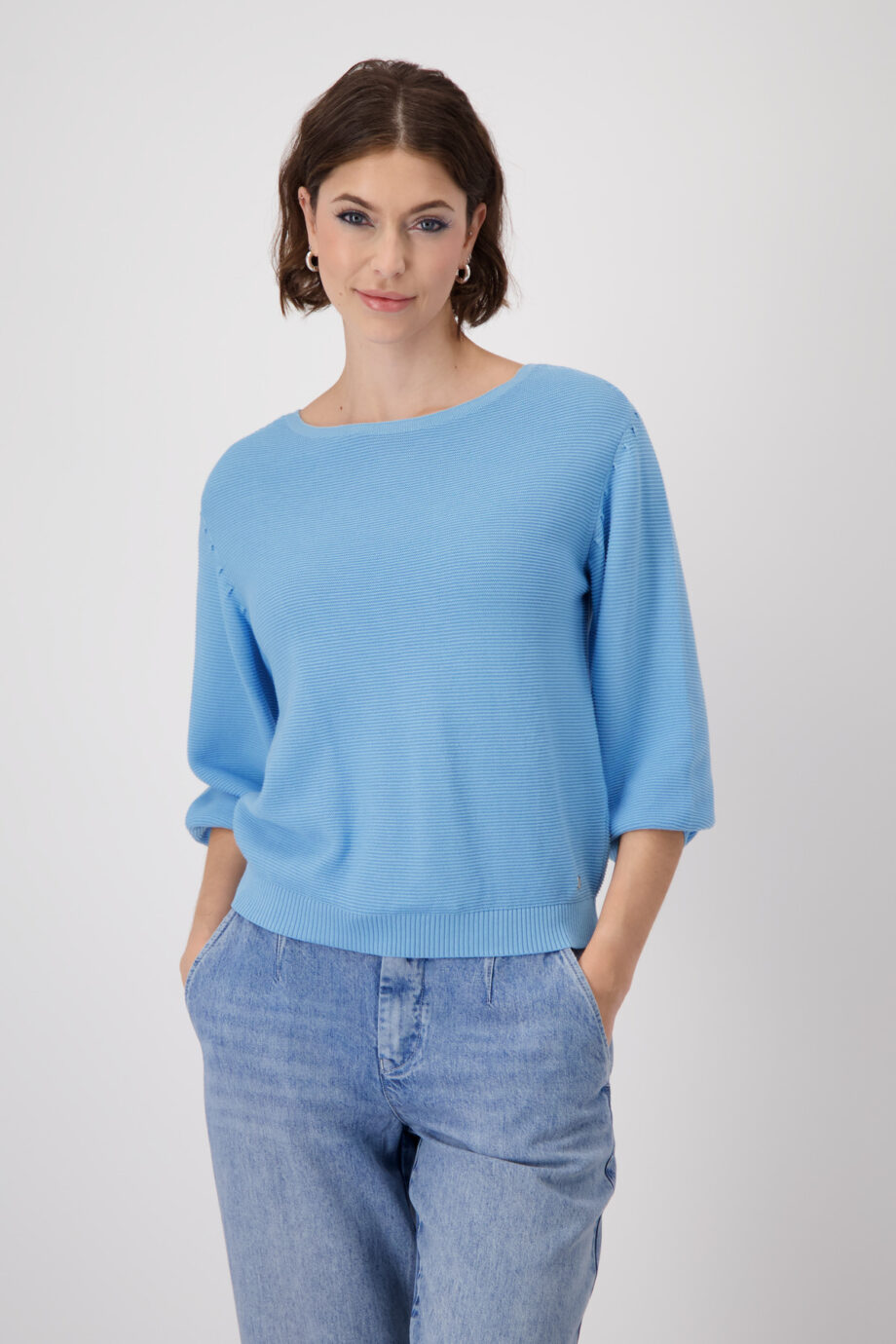 MONARI Damen Strickpullover auf Linksstrick in spring water blue