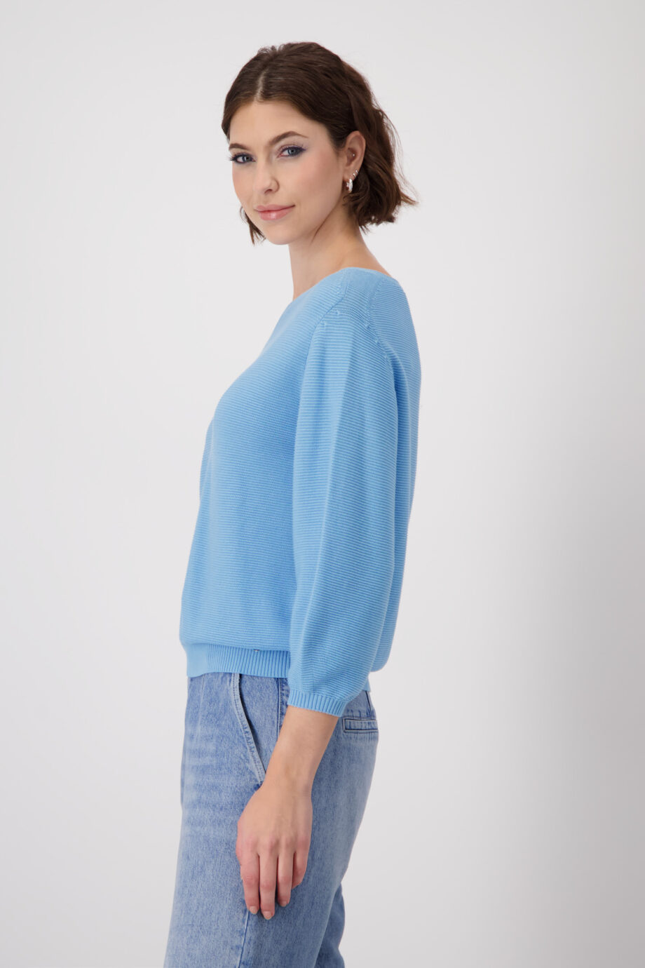 MONARI Damen Strickpullover auf Linksstrick in spring water blue