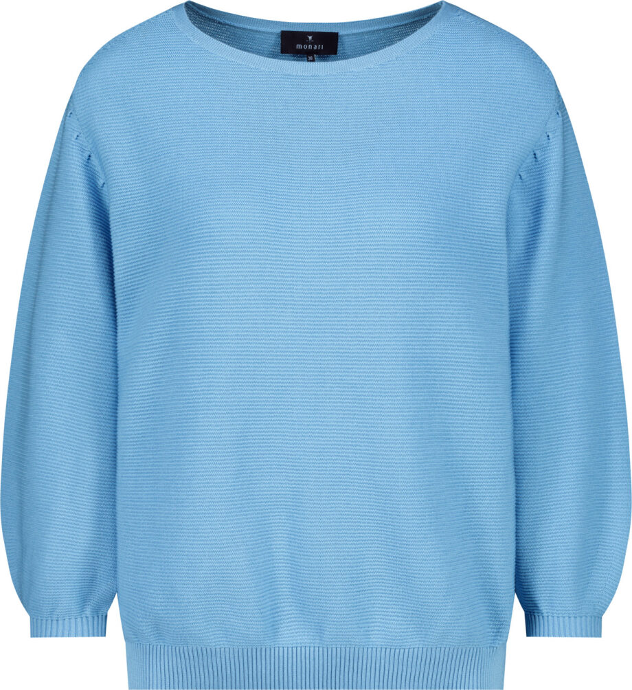 MONARI Damen Strickpullover auf Linksstrick in spring water blue