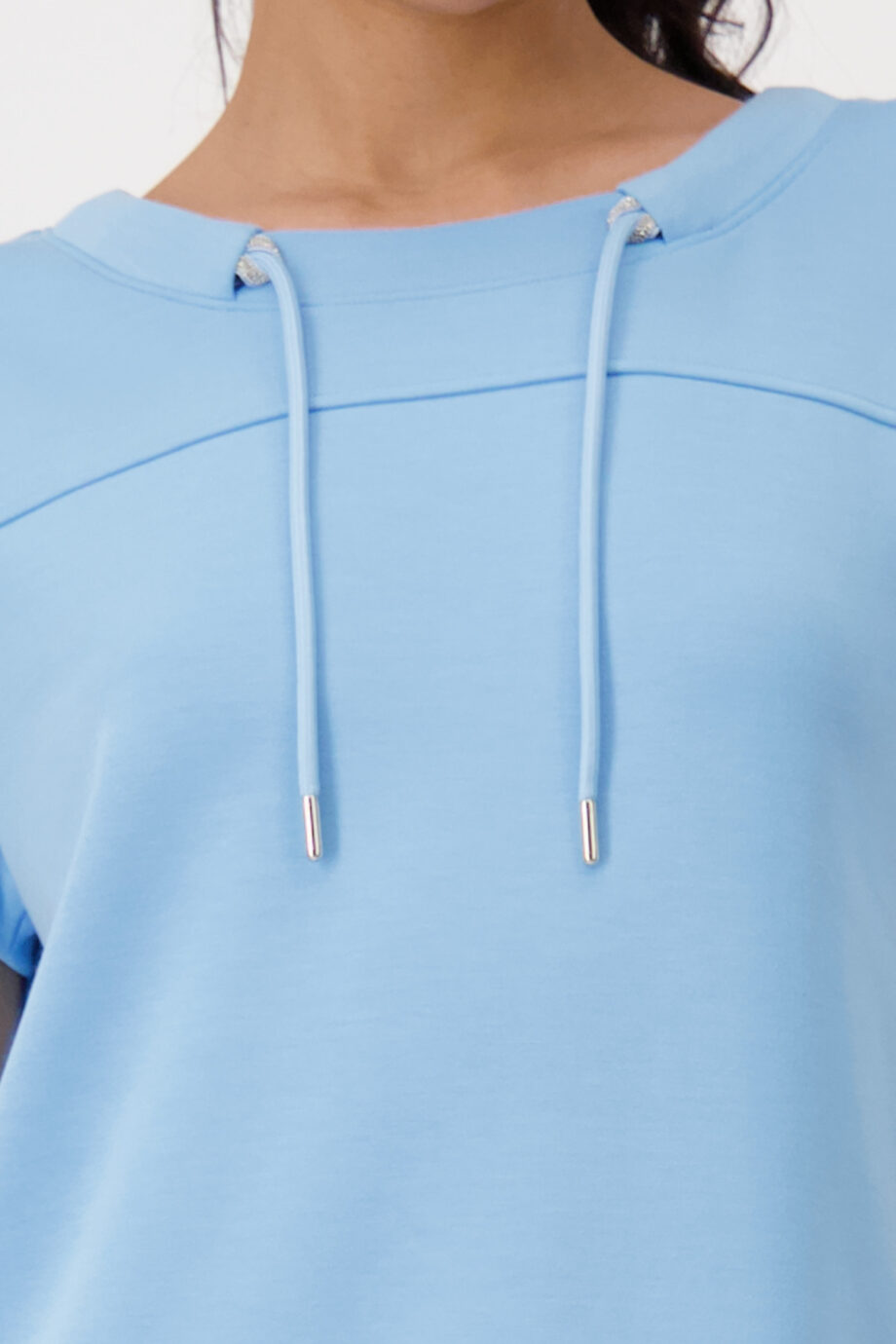 MONARI Damen Sweatshirt mit Schmuck und kurzen Ärmeln in spring water blue