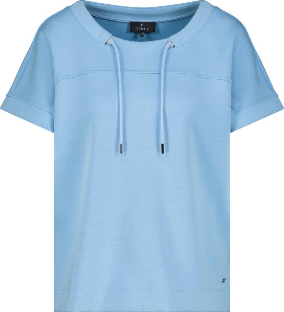 MONARI Damen Sweatshirt mit Schmuck und kurzen Ärmeln in spring water blue