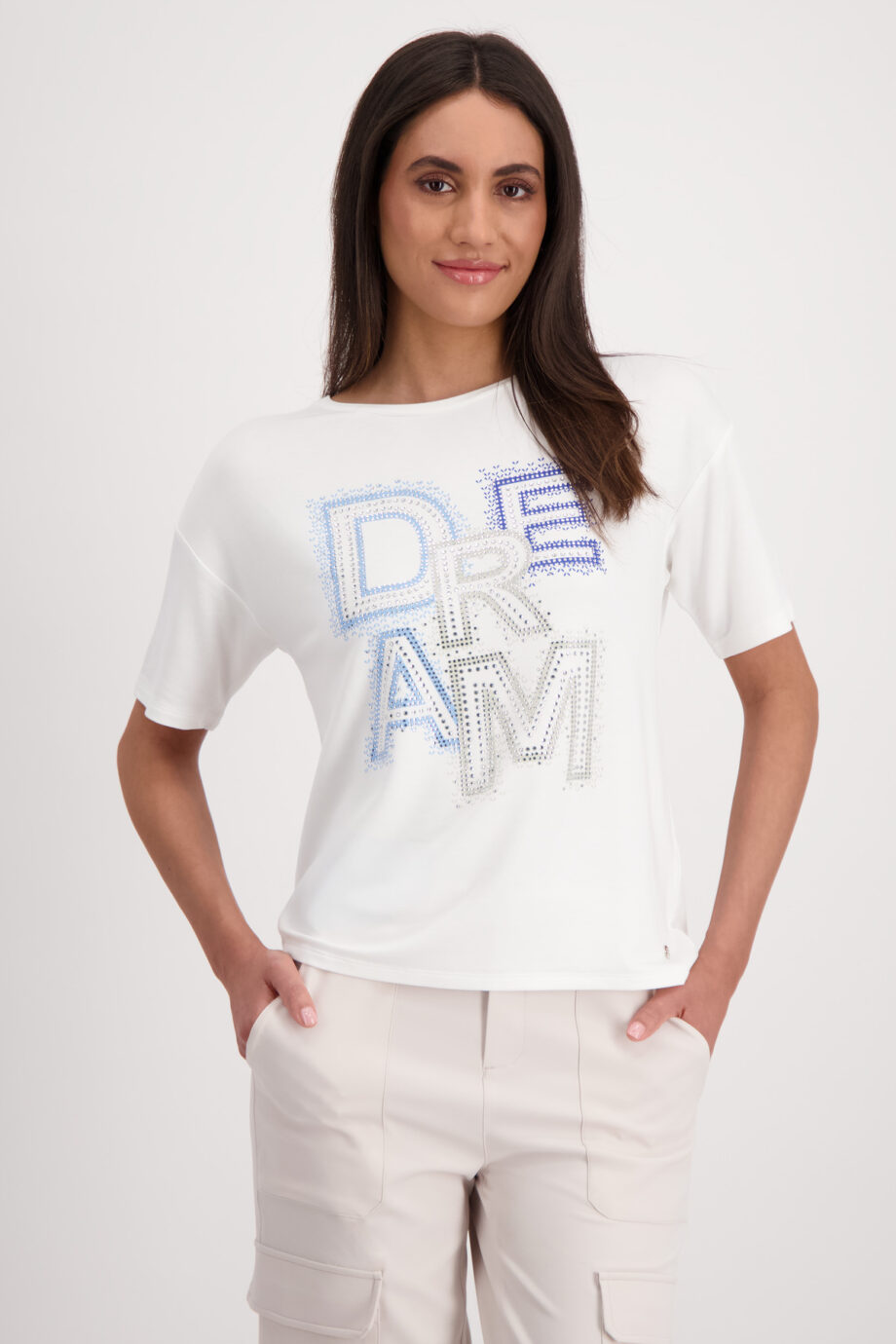 MONARI Damen T-Shirt mit Schrift in off-white