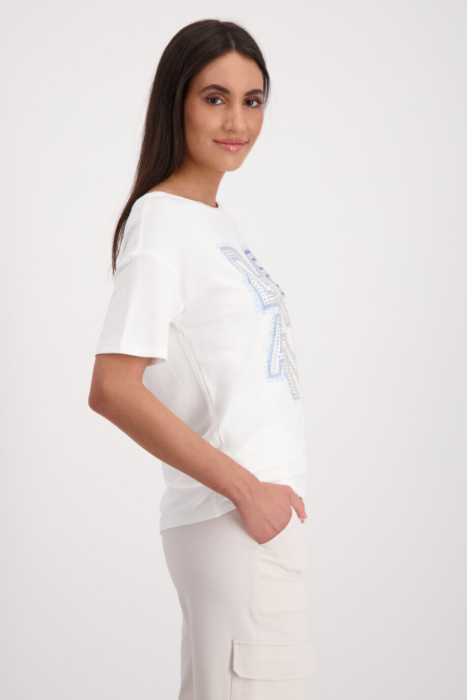 MONARI Damen T-Shirt mit Schrift in off-white