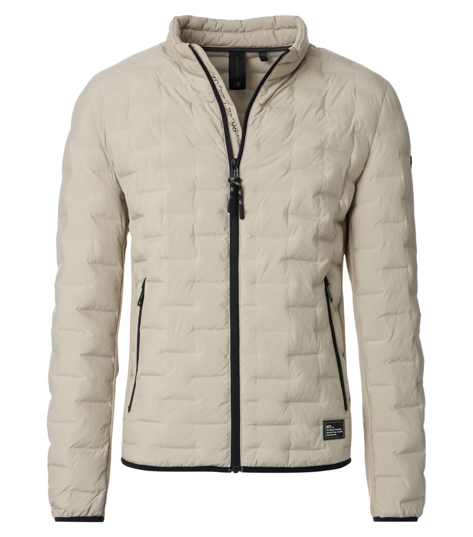 CASAMODA Herren Steppjacke mit Materialmix in grün und beige