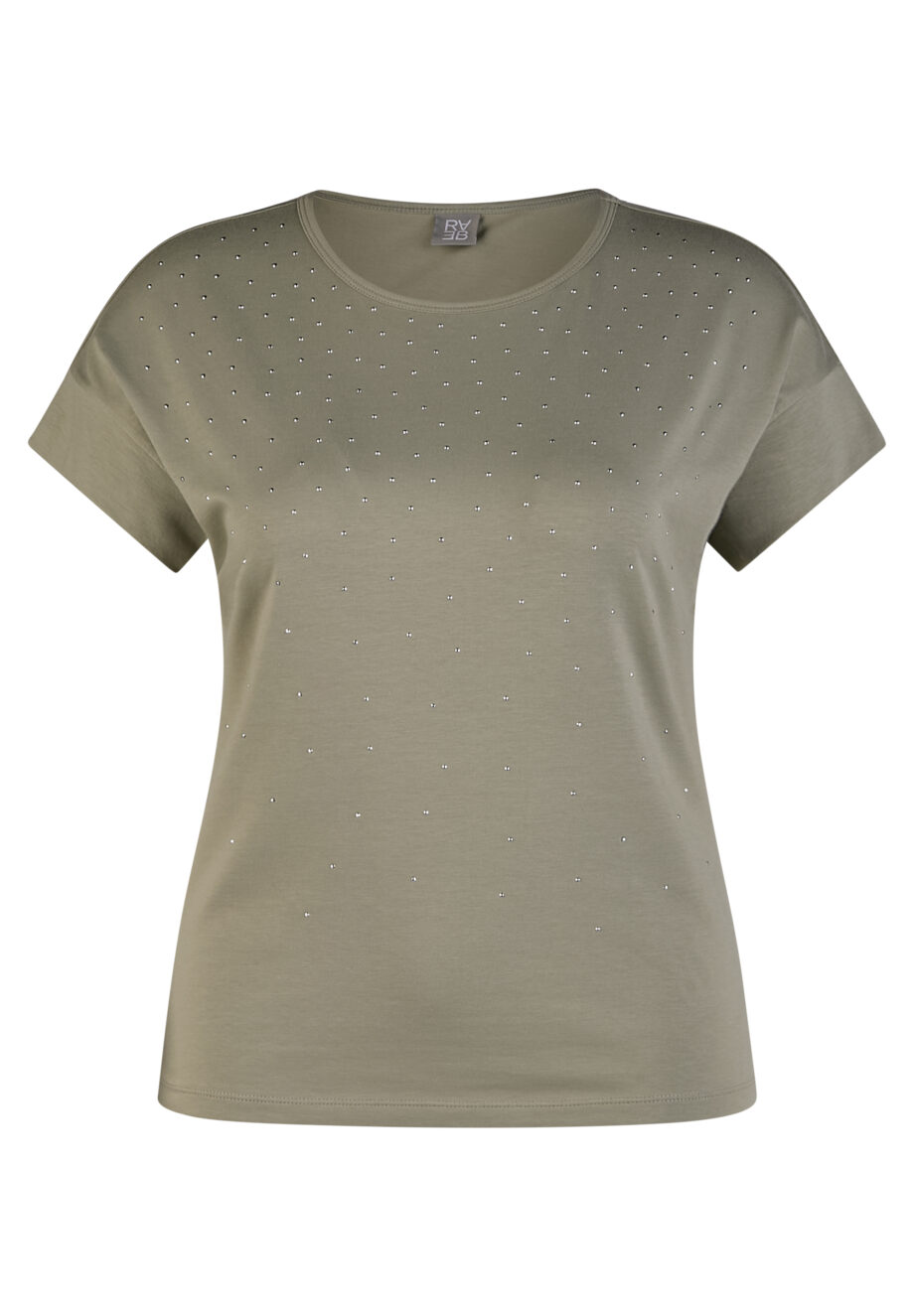 RABE Damen T-Shirt mit Glitzersteinchen in oliv