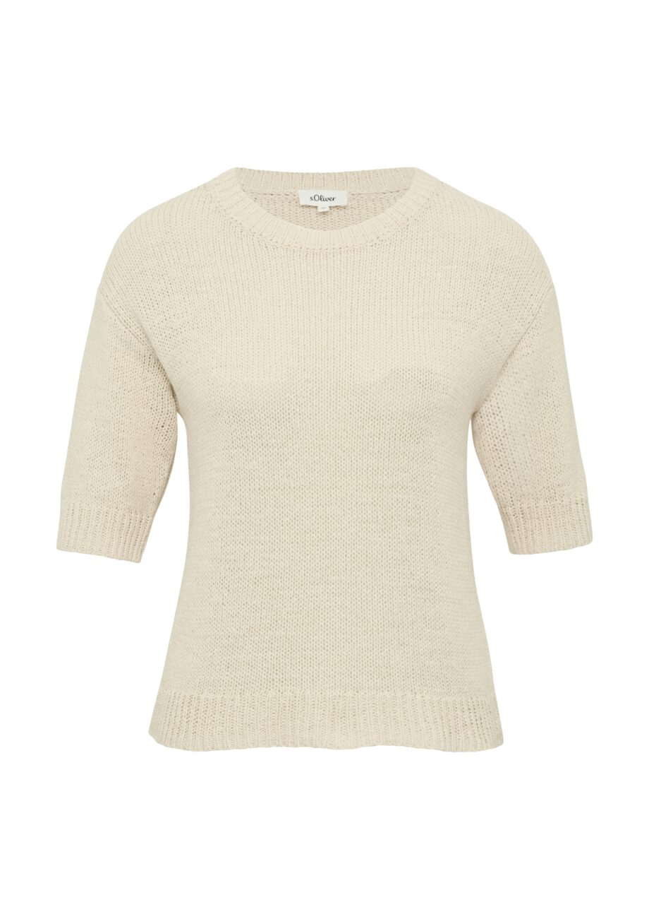 S.OLIVER Weicher Damen Strickpullover im Relaxed Fit mit 3/4-Ärmeln