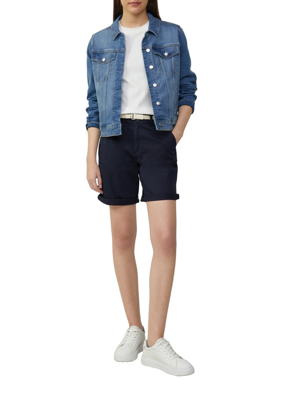 S.OLIVER Elastische Damen Shorts mit geflochtenem Gürtel und Garment Dye