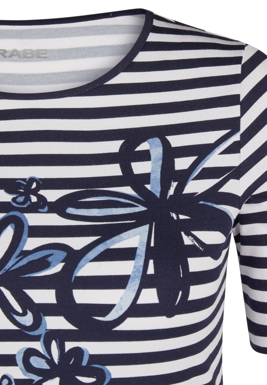 RABE Damen T-Shirt mit Streifen und Frontdruck navy-weiß